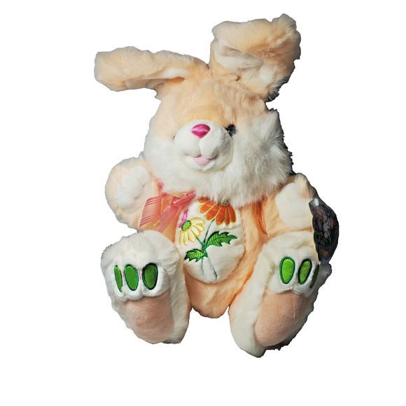 Dan Dee Bunny Rabbit Plush Hoppy Hopster Easter Pink Flowers TB Trading Co RARE - Picture 1 of 12